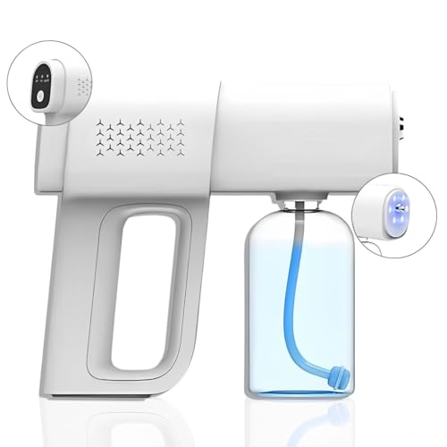 Nano Disinfectant Spray Gun - K5 Pro Cordless Fogger Machine - Versatile Barber Spray Bottle, Atomizer Sprayer for Perfume & Indoor Fogger - Sterilizer Gun & Fog Sanitizer Machine for Home (White)