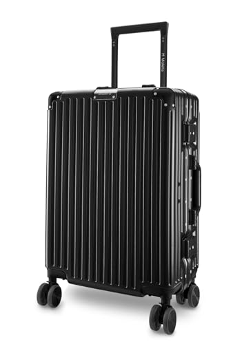 Maleta Crown Series Check-in Medium Aluminium Frame, 24 inch,Corner Protection,Dust Proof Cover Hardside Luggage Trolley Bags for Luggage Suitcase for Travel(Black, Check-in Medium)