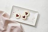 Le Creuset L'Amour Stoneware Rectangular Hostess Tray, 11.25" x 6.25", White with Heart Applique