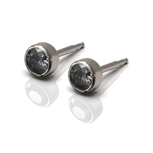 Titanium Mens Earrings Studs Hypoallergenic Men's Women's Fashion Accessories Jewelry Gift (Silver Night)