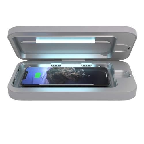 PhoneSoap Wireless UV Phone Sanitizer & Universal Phone Charger Box with Qi Charging | Patented & Clinically Proven 360-Degree UV-C Light Sanitizer | Disinfects and Charges All Phones (Gunmetal Grey)
