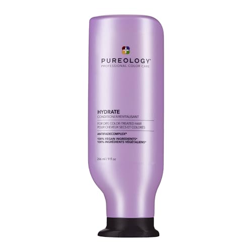 Pureology Hydrate Conditioner - For Dry or Color-Treated Hair, Restores Moisture & Softness, Seals In Hydration, Color-Safe, Vegan, 9 Fl Oz