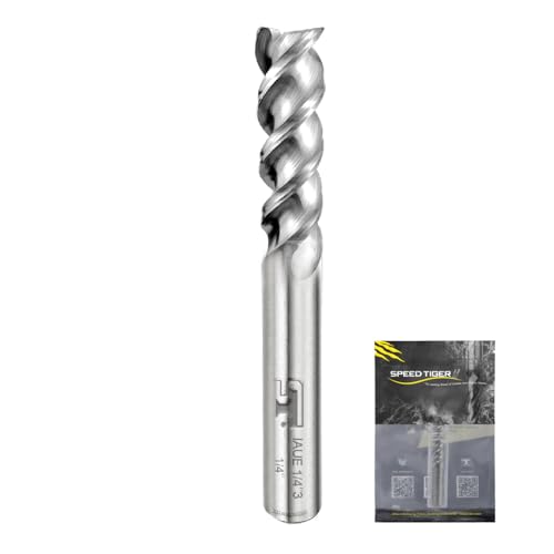 SPEED TIGER Carbide Square End Mill - 3 Flute - IAUE1/4 3 (1 Piece, 1/4") - High Feed U-Type Design - for Roughing and Finishing - for Milling Aluminum Applications – Professional Mill Bits Sets