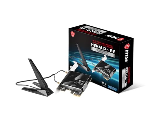 MSI Herald-BE WI-FI 7 MAX (Wi-Fi 7, 802.11BE, Bluetooth 5.4, PCIe, Multi-Link Operation Technology, External Antenna)