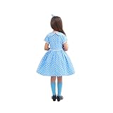 Rabtero Girls 50s Dress, Girls Special Occasion Dress, Easter Dress Costume for Girls, Polka Dot Dress with Headband, Glasses and Socks for Girls 11-12 Years, 2X-Large, Blue