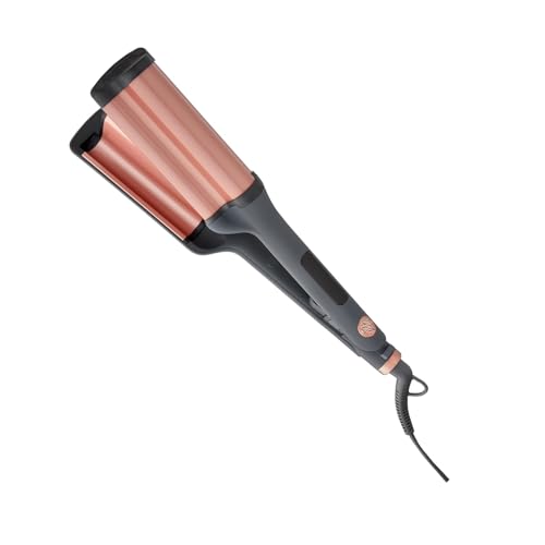 Hairitage 3 Barrel Curling Iron for Beach Waves and Curls - Ceramic Tourmaline Crimping Iron - Hair Waver for Mermaid Waves - Pink Barrel Curling Iron - Reduce Frizz + Increase Shine - All Hair Types
