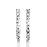 1/5 Carat Diamond Huggie Hoop Earrings for Women in 14k White Gold (F-G, SI2-I1, cttw) with Hinge and Notched Post by Privosa Fine Jewelry