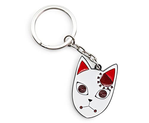 Demon Slayer Tanjiro Kamado Fox Mask Enamel Pendant Keychain | Heavy Duty Car Key Ring Holder Accessories for Backpack, Purse, Lanyard | Anime Manga Gifts and Collectibles