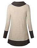 Youtalia Long Hoodies for Women, Womens Tunics to Wear with Leggings Warm Cowl Neck Tops Swing A line Lightweight Loose Fit Casual Tunics Blouses Shirt Tops Beige Medium