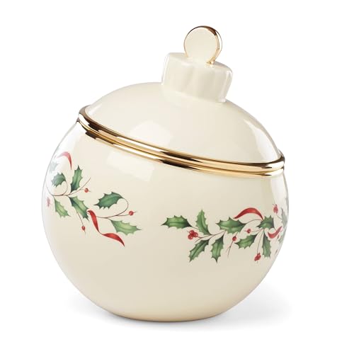 Lenox Holiday Ornament Cookie Jar, 4.20 LB, Red & Green