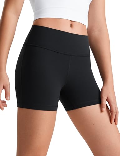 CRZ YOGA Girls Butterluxe Athletic Biker Shorts - Kids Teen High Waist Lounge Active Dance Yoga Running Buttery Soft Black Medium