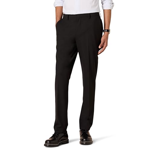 Amazon Essentials Men's Slim-Fit Wrinkle-Resistant Stretch Dress Pant, Black, 32W x 32L