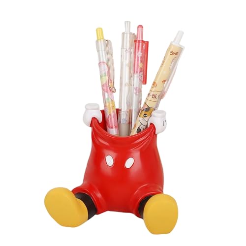 VEOOJRFEY Cartoon Mouse Desk Pen Pencil Pot Holder Makeup Brush Holders Resin Pen Container Organizer Stationery Home Office Decoration Birthday Gifts