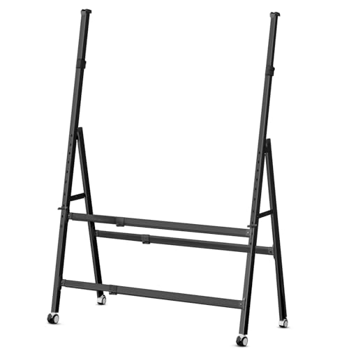 MUKUANG A-Frame Foldable Whiteboard Stand, Height and Width Adjustable, Mobile Stand with Wheels for All Heavy Duty Glass Blackboard, Chalkboard, Bulletin Board, Display Board, Drawing Board (Black)