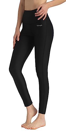 Ubestyle UPF 50+ High Waist Women's Swim Pants Swim Leggings Swimming Tights Rash Guard Pants Sun Protective Black (UBT3001BLACKM)