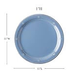 Juliska Berry & Thread Melamine Dinner Plate - Chambray Blue Outdoor Dinner Plate - Whitewash, Melamine Plate - Unbreakable, White Melamine, Embossed Dinner Plate