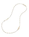 Miabella 18K Gold Over 925 Sterling Silver Italian Rosary Beaded Sideways Dainty Cross Necklace Chain for Women, Made in Italy (18 Inches)