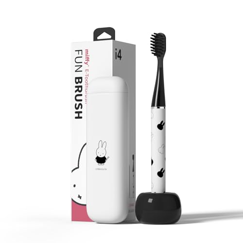 Miffy i4 Slim Sonic Electric Toothbrush Ultra Slim Thin Rechargeable Ultrasonic Smart Tooth Brush Free Petite Travel Case & Ceramic Holder Dock for Travel & Home, IPX7 Waterproof (White)
