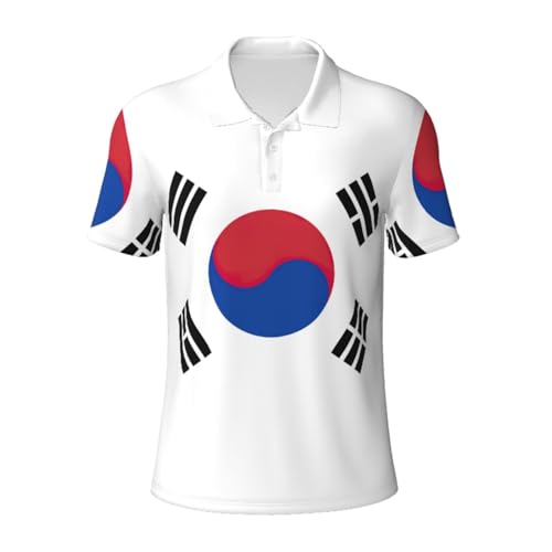 Flag of Republic of Korea Print Comfortable and Stylish Polos,for All Occasions,Soft,Breathable and Stylish