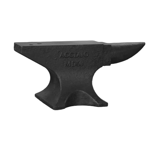 Easmvetaln Cast Steel Anvil,132 Lbs(60kg) Single Horn Anvil,High Hardness Round Horn Anvil Blacksmith with Large Countertop and Stable Base,Metalsmith Tool for Bending and Shaping,Black