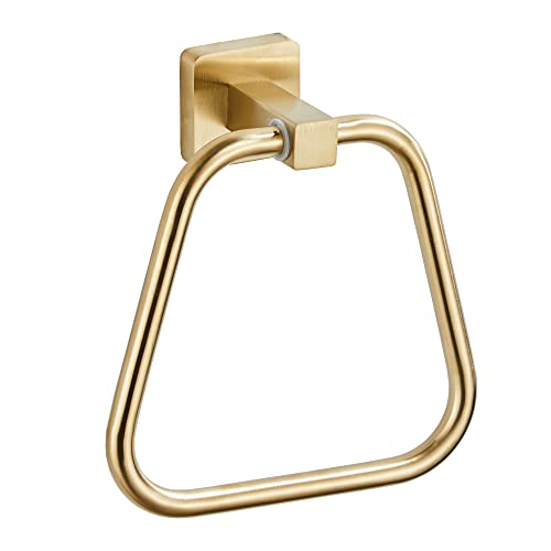 Brushed Gold Towel Ring for Bathroom, Kitchen Bath Towel Holder Hangers Wall Mount Heavy Duty Stainless Steel