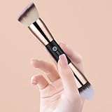 KINGMAS Foundation Makeup Brushes, 2Pcs Premium Double-Ended Makeup Brush (Flat/Angled/Angled Round/Tapered Top) for Buffing Liquid, Cream, Powder, Blending Face Brush