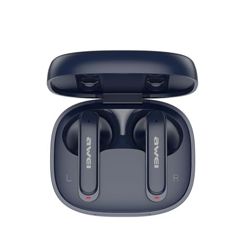 AWEI T66 Wireless Earbuds, Bluetooth 5.3 Headphones Bass Stereo, Ear Buds with Noise Cancelling Mic, IPX6 Waterproof in Ear Earphones, 30H Playtime for Laptop Pad Phones Sports Workout Black