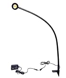 Hersi 5w 30‘’Long Swing Arm 110v/220v Desk Lamp Metal Architect LED Task Light with Clamp, Adjustable Folding Twin-Arm Clip-on Table Lamp,Black