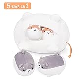 Shiba Inu Plush, 5 PCS Shiba Inu Stuffed Animal Family, 15.8" Corgi Plushie Cute Soft Plush Pillow Toy Anime Kawaii Plush Soft Corgi Pillow,Dog Mommy with 4 Puppies Plush Toy Gifts for Boys Girls