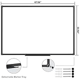 JILoffice Magnetic Whiteboard/White Board, Dry Erase Board 48 x 36 Inch, Black Aluminum Frame Wall Mounted Board for Office Home and School