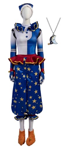 Dazsmoy Womens FNAF Costume Sundrop and Moondrop Clothes Tops Pants Shoe Covers Gloves Halloween Cosplay Suit (Blue, Large)