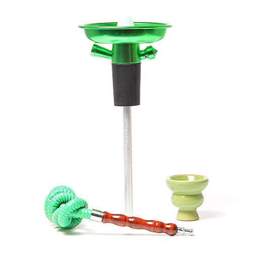 Douup Portable Bottle Hookah Stem, Hookah Shisha Set/Kit, Ceramic Shisha Bowl, Hookah Hose, Stem, Suitable for Glass Bottles, Wine, Champagne,Green