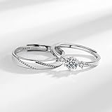 MIKAMU Couple Rings 925 Sterling Silver Adjustable Open fashion Rings Engagement Pair Rings Rings for Men Rings for Women Wedding Promise Engagement Anniversary Ring (G)