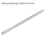 uxcell Straight Ruler 500mm 20 Inch Metric Stainless Steel Measuring Ruler Tool with Hanging Hole Inch & Centimeters Precision Drawing Ruler 2pcs