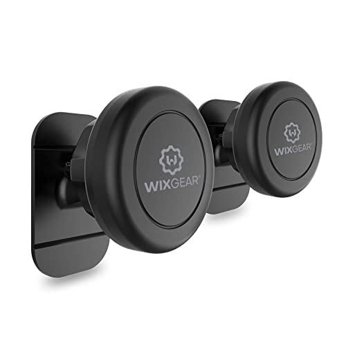 WixGear Magnetic Car Mount [2-Pack] - Universal Stick-On Dashboard Magnetic Phone Holder for Car, Strong Magnet Mount for Cell Phones & Mini Tablets with Swift-Snap Technology