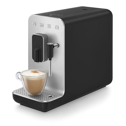 Smeg Fully Automatic Coffee Machine with Steam, Black BCC12BLMUS, Whole Bean Grinder and Titan Renew Water Tank