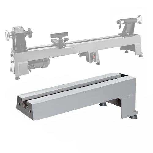 BMWOOD Extension Bed for Woodturning Lathe, Compatible with Harbor Freight Central Machinery 58358 10"X18" Wood lathe in grey color.