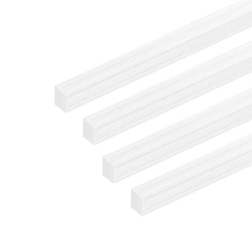 uxcell 4pcs ABS Plastic Square Bars Rod 5mm x 5mm x 20 inch ABS Plastic Square Bar Rod for Architectural Model Making DIY White