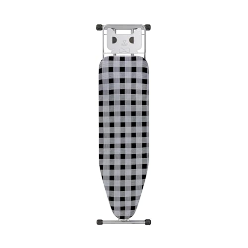 Jakeefud Ironing Board 13" X 43" W/Extra Thick Heavy Duty Padded Cover, Height Adjustable,Heat & Scorch Resistant Fabric, Anti-Skid Feet, Extra Wide, Easy to Fold Checkered Gray