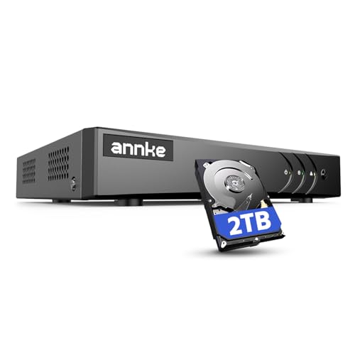 ANNKE 5MP Lite 16 Channel Security Video Recorder with AI Human/Vehicle Detection and 2TB Hard Drive, H.265+ 5-in-1 Hybrid DVR, Supports 16CH Analog and 2 IP Cameras for Home Business Surveillance