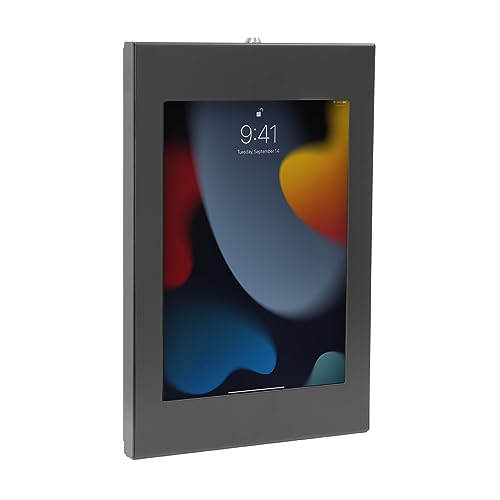 Mount-It! Anti-Theft Tablet Kiosk Wall Mount Compatible with iPad 10, 9, 8, Pro 10.5, Air 10.5, Locking Kiosk for iPad, Low-Profile Steel Security Tablet Wall Mount, Black