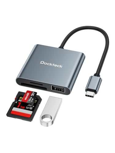 Dockteck SD Card Reader Adapter, 312MB/s SD4.0 Super Speed, USB3.1 SD/TF Card Reader, 3-Slot USBC to SD/Micro SD/USB A Memory Card Reader for UHS-Ⅱ-ⅠSD/Micro SD/SDHC/SDXC/MMC, with OTG for Plug&Play
