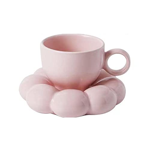 Ceramic Coffee Mug, 7oz Cappuccino Mug, Ceramic Coffee Cups with Saucers, Microwave and Dishwasher Safe, Espresso Cup and Saucer Set, for Espresso, Latte, Cafe Mocha and Tea, 220ml