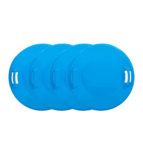 Superio Round Snow Saucer Sleds- 24” Plastic Disc Sleds for Kids and Adults- Heavy Duty Sled Discs with Handles for Downhill Sledding, Winter Outdoor Sports, (Blue)