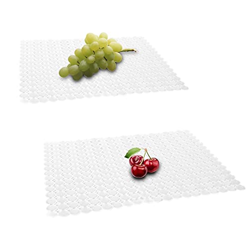 Qulable 2Pack Kitchen Sink Mat for Stainless Steel/Ceramic Sinks, PVC Eco-friendly Protectors for Bottom of Kitchen Sink, Adjustable, Fast Draining, Dots Design, 11.8x15.7 (Clear)