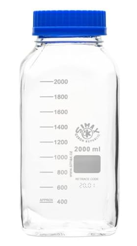 United Scientific® SIMAX Borosilicate Glass GL80 Media Bottle | Wide Mouth, Square, 2000mL (2L) | Each
