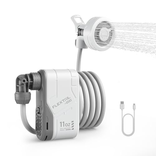 FLEXTAILGEAR MAX Shower Portable Shower for Camping, Rechargeable Outdoor Camping Shower, Portable Shower Pump with USB-C,Shower Pump for Hiking, Car wash, Pet Cleaning, Beach Vacations