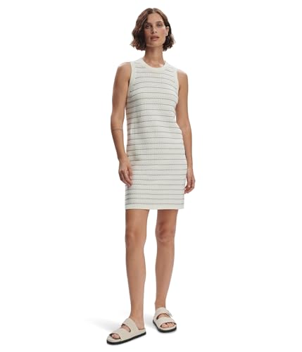 Varley Women's Mindy Contrast Stitch Knit Dress, Egret