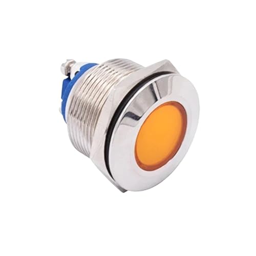 OCNFZ 22mm Metal LED Indicator Light, 3V/12V/24V/110V/220V AC DC Screw Terminal Waterproof Indicator Lamp Signal Pilot Lamp Red Green(Orange,110-220V)