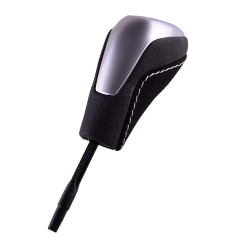DEEGOOLY 25162153758 Automatic Gear Shift Knob Shifter Compatible with BMW 1 Series E81/E82/E87 & 3 Series E90/E91/E92/E93 White Stitch Replace for 25-16-2-153-758